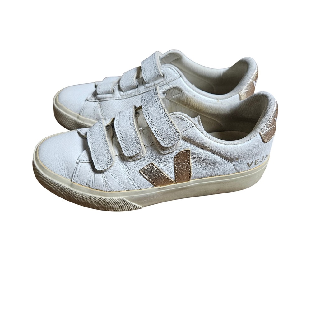 Veja Recife Logo Chromefree Sneakers 6.5 White Platine Triple Strap Soft Girl